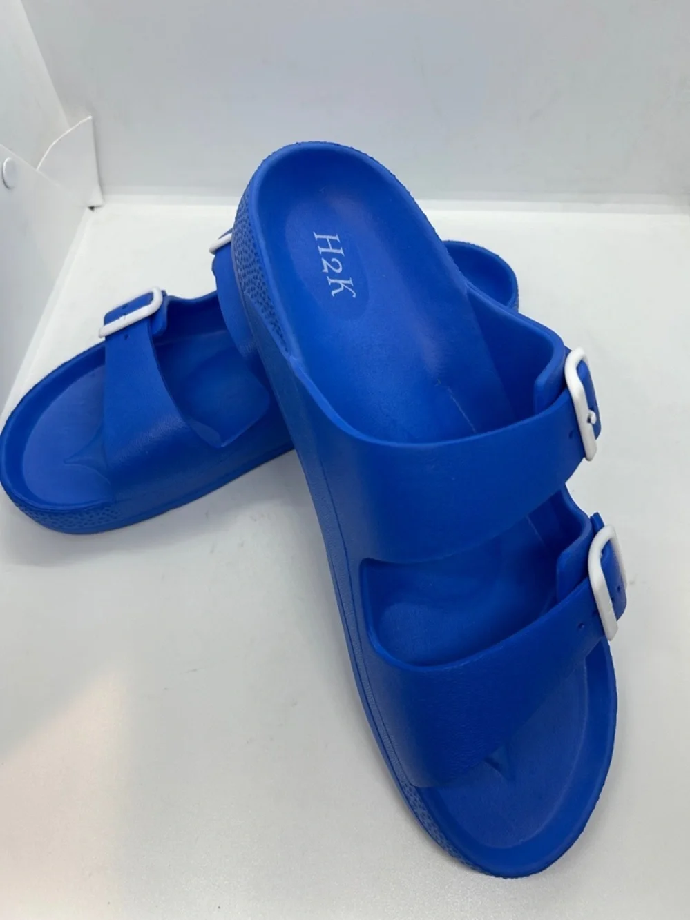 Blue H2K Men’s Lightweight Soft Slides Adjustable Sandals Buddy Size 12 NWOT